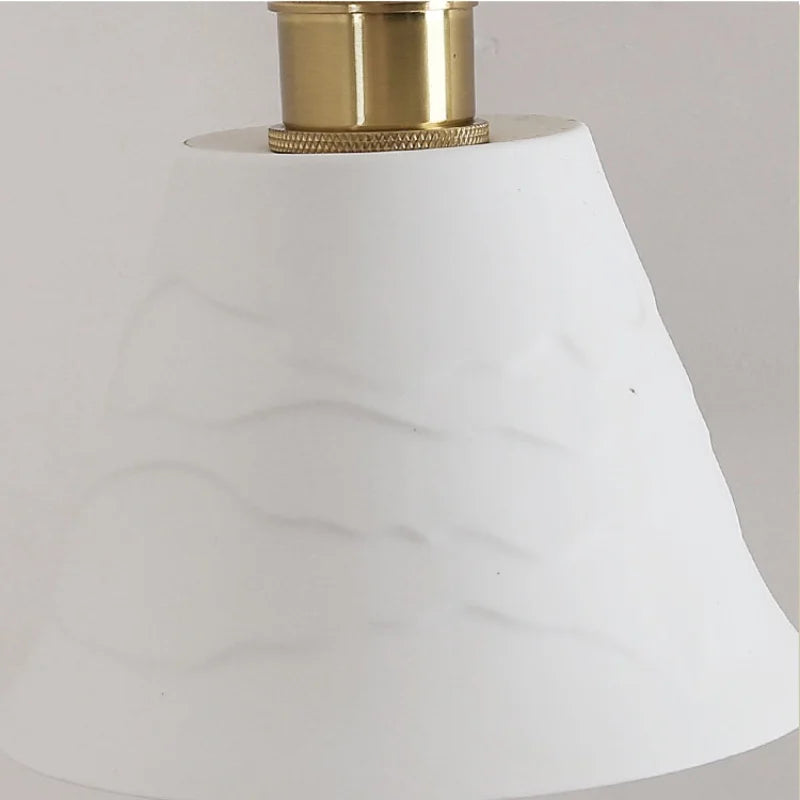 Helnys Copper LED Wall Light Modern Simple Pull Chain Switch Ceramic Bedside Lamp