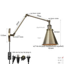 Helnys Vintage Industrial Swing Arm Wall Sconce - Silver Iron LED Bedside Light