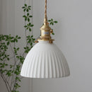 Helnys Ceramic LED Pendant Light Fixture with Brass Knob Switch