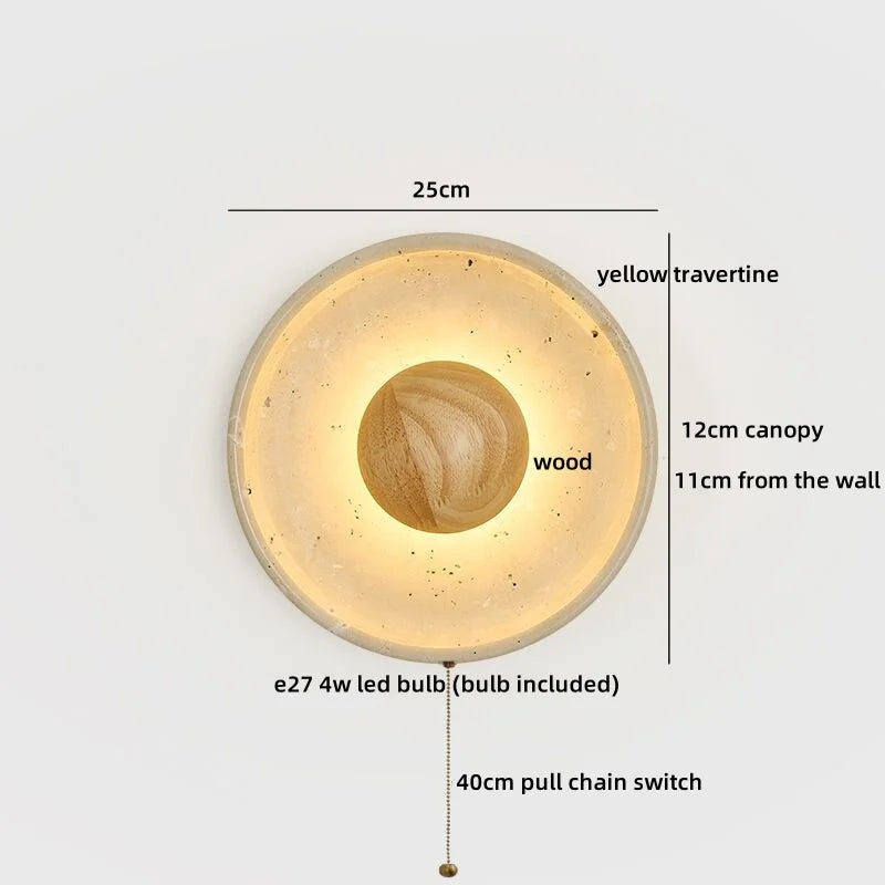 Helnys LED Wall Light Yellow Stone Wood Modern Nordic Lamparas