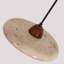 Helnys Yellow Travertine LED Pendant Light Fixture with Adjustable Wire and White Glass