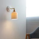 Helnys Ceramic LED Wall Light with Knob Switch, Nordic Japanese Style Sconce