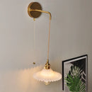 Helnys White Glass LED Wall Lamp with Pull Chain Switch - Nordic Modern Design