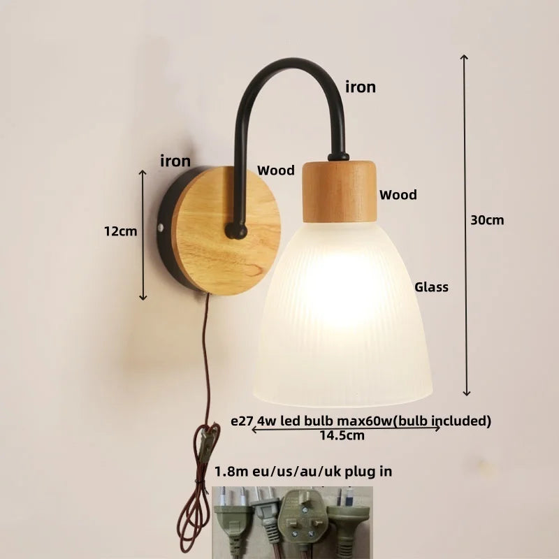Helnys Simple LED Wall Lamp Sconce Modern Glass Bathroom Light