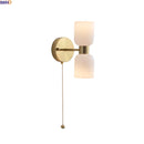 Helnys LED Wall Lamps 2 Heads White Glass Stair Light Pull Chain Switch