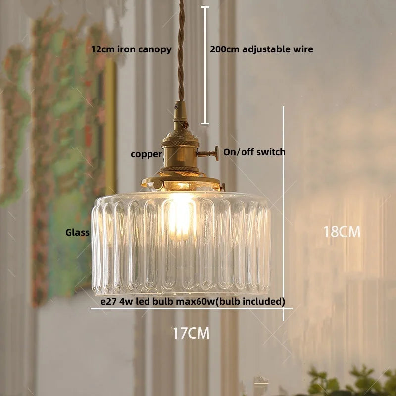 Helnys Amber Glass LED Hanging Lamp Adjustable Nordic Stair Pendant Light