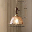 Helnys Amber Glass LED Pendant Lamp with Walnut Wood Accent