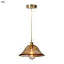 Helnys Amber Glass LED Pendant Light Fixture with Adjustable Wire - Vintage Copper Hanging Lamp