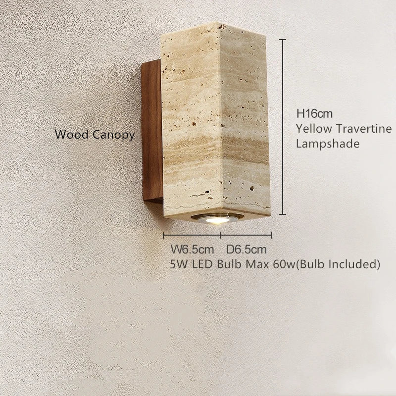 Helnys LED Wall Light Yellow Travertine Stone Living Room Decor Stair Lamp