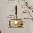 Helnys Amber Glass LED Pendant Light with Adjustable Copper Wire - Loft Style