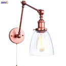 Helnys Adjustable Glass Wall Sconce Pull Chain Switch Industrial Rustic LED Fixture