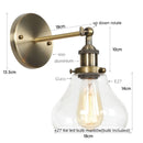 Helnys Red Bronze LED Wall Lamp Pull Chain Switch Clear Glass Vintage Retro Stair Light