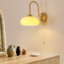 Helnys Glass LED Wall Sconce with Pull Chain Switch, Copper Nordic Bathroom Light