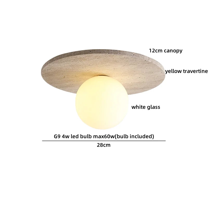 Helnys Yellow Travertine LED Ceiling Light for Home Decor, Indoor Kitchen Lamp