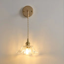 Helnys Adjustable LED Wall Light Clear Glass Copper Socket Bedside Lamp