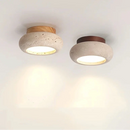 Helnys Natural Yellow Travertine Canopy LED Ceiling Light - Nordic Modern Design