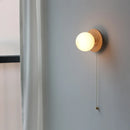 Helnys Nordic LED Wall Sconce Walnut Glass Ball Pull Chain Switch Wall Light
