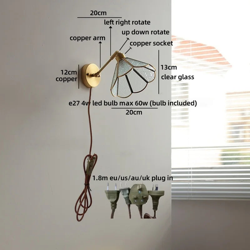 Helnys Crystal Copper LED Wall Light Fixture for Indoor Kitchen Décor