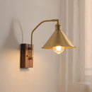 Helnys Nordic Copper LED Wall Lights Fixtures Switch Walnut Wall Lamp