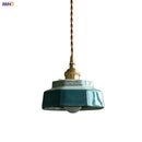Helnys Dark Green Ceramic Pendant Light Fixture Retro Hanging Lamp Home Decoration Lighting