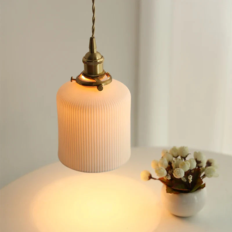 Helnys Ceramic Shade LED Chandelier Pendant Light for Kitchen Decor