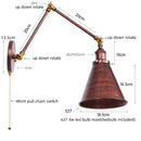 Helnys Industrial Black Swing Arm LED Wall Sconce Vintage Loft Plug-In Lamp