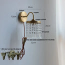 Helnys Vintage Crystal Wall Lights Pull Chain Switch - Luxury Copper Stair Light