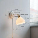 Helnys White Glass LED Wall Lights with Copper Arm Socket for Bedroom & Living Room