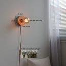 Helnys Vintage LED Wall Lamp with Pull Chain Switch, Walnut Ash Wood & Copper.