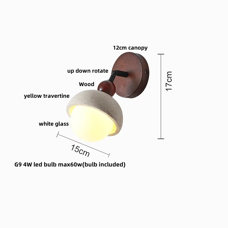 Helnys Yellow Travertine LED Wall Lights Pull Chain Nordic Modern Stair Light