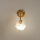 Helnys Flower Design LED Wall Light Glass Antique Gold Modern Bedside Lamp