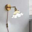 Helnys White Flower Ceramic Wall Lamp Sconce Plug In Switch Bedroom Stair Bathroom