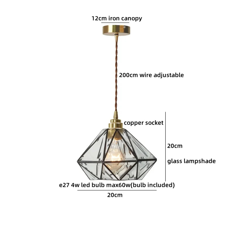 Helnys Adjustable LED Glass Pendant Lights Industrial Decor for Hallway & Restaurant