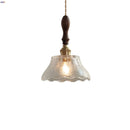 Helnys Walnut Wood Glass LED Pendant Lamp Adjustable Hanging Light