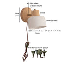 Helnys Japanese Style LED Wall Light Fixture Ceramic Wood Bedside Lamp