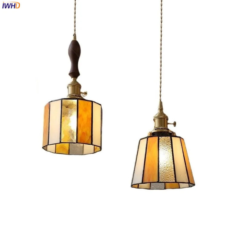 Helnys Vintage LED Pendant Lamp with Copper Socket & Glass Lampshade