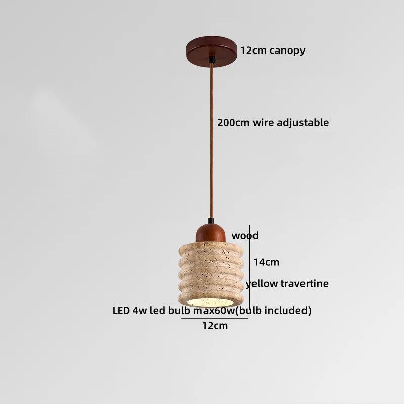 Helnys Yellow Travertine LED Pendant Lights Fixture - Nordic Modern Hanging Lamp