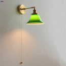 Helnys Green Loft LED Wall Light Fixture Glass Rotate Vintage Pull Chain Switch