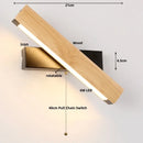Helnys Nordic LED Wall Sconce Pull Chain Switch Wood Modern Stair Light Fixtures