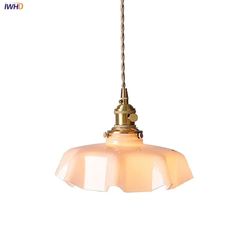 Helnys Nordic Glass Art Pendant Light with Adjustable Wire for Dining Room