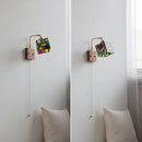 Helnys Square Glass LED Wall Lamp Gold Color Swing Arm Interior Lighting