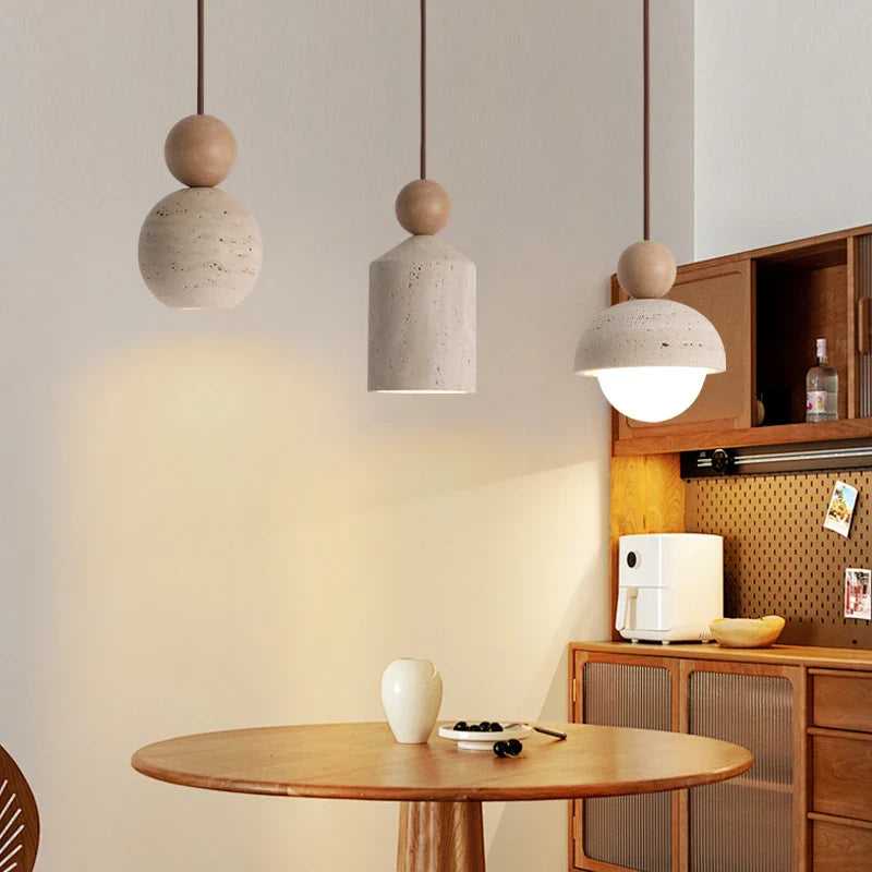 Helnys Yellow Travertine LED Pendant Lights - Nordic Modern Handing Lamp for Home