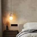 Helnys LED Gourd Pendant Light Fixture White Glass Yellow Travertine Hang Lamp