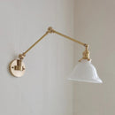 Helnys Copper Swing Arm Wall Lamp with Green White Lampshade