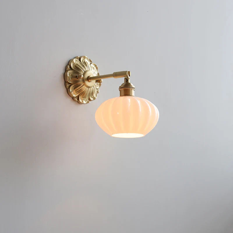 Helnys Smoke Gray Glass LED Wall Sconce with Adjustable Copper Arm