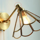 Helnys Vintage Brass Clear Glass Wall Lights Rotate Bedside Lamp