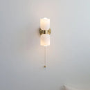 Helnys LED Wall Lamps 2 Heads White Glass Stair Light Pull Chain Switch