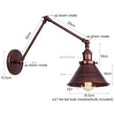 Helnys Industrial Iron LED Wall Lamp with Pull Chain Switch