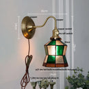 Helnys Green Glass LED Wall Lamp Sconce Vintage Loft Stair Light Fixtures Wandlamp