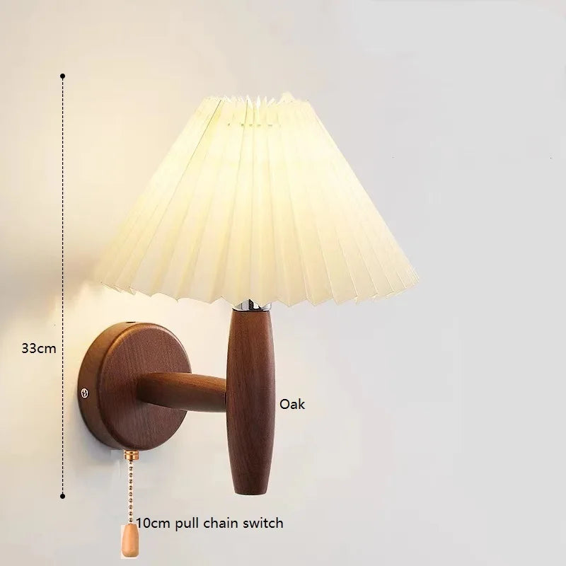 Helnys Wooden Wall Light Paper Umbrella LED Wall Lamp Sconce - Home Decor Fixture